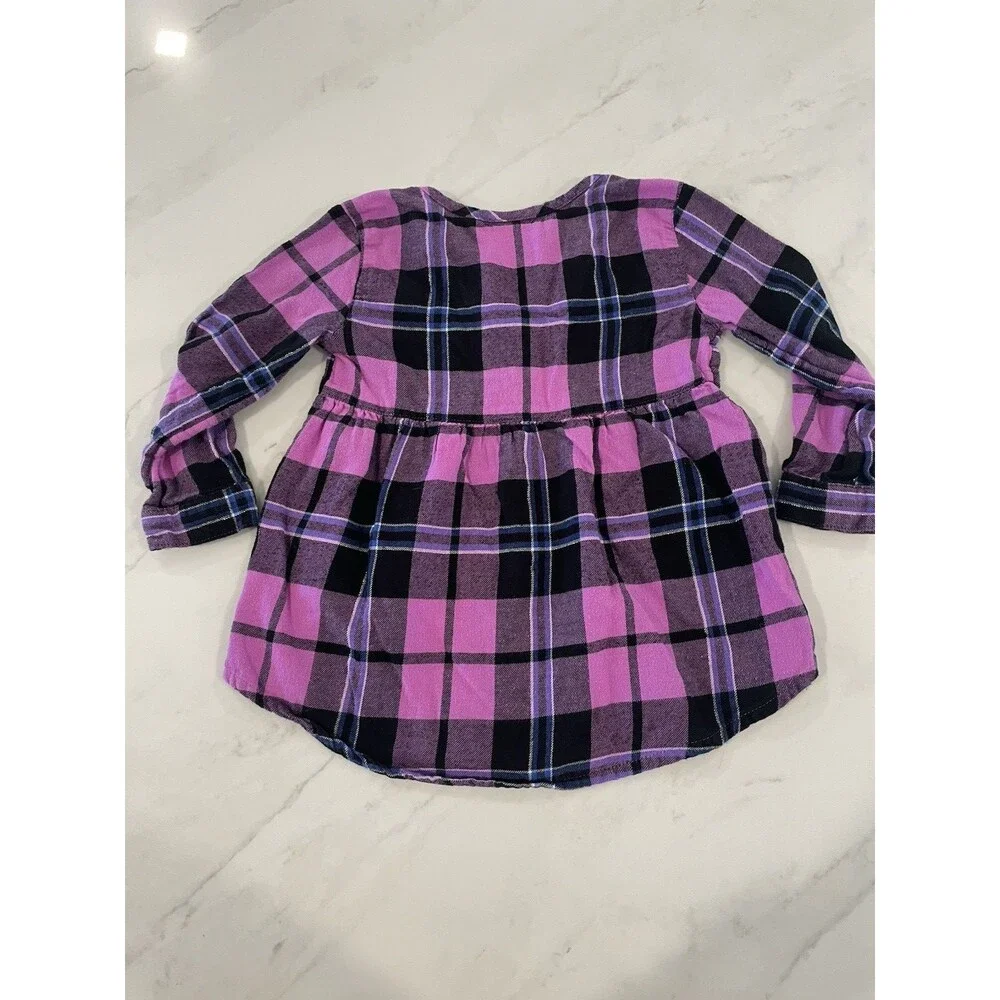 Jumping Beans Girls Long Sleeve Flannel Shirt, 3T - Picture 2 of 4